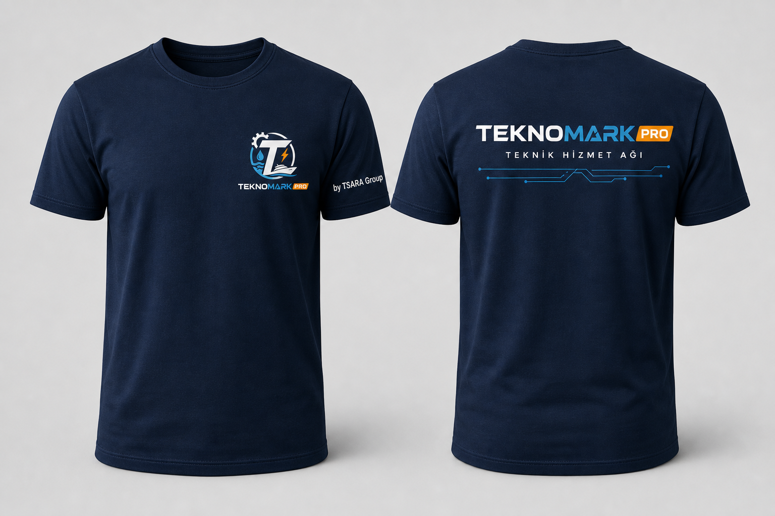 TEKNOMARK PRO front and back T-shirt mockup